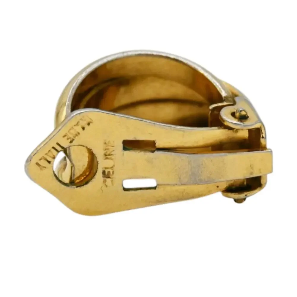 Celine Gold Tone Metal Clip Earrings Vintage - Picture 7 of 7